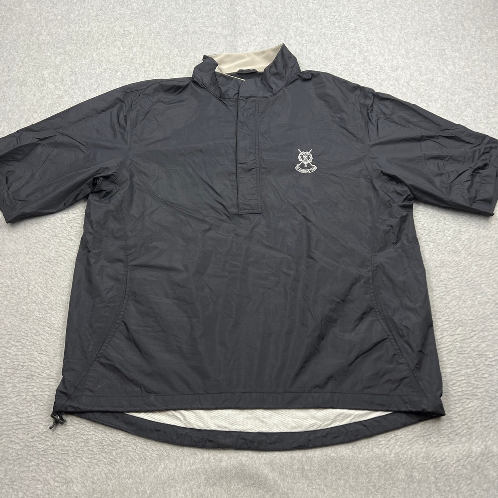 Peter Millar St Andrews Links Rain Shell Mens Large Black Short Sleeve Jacket